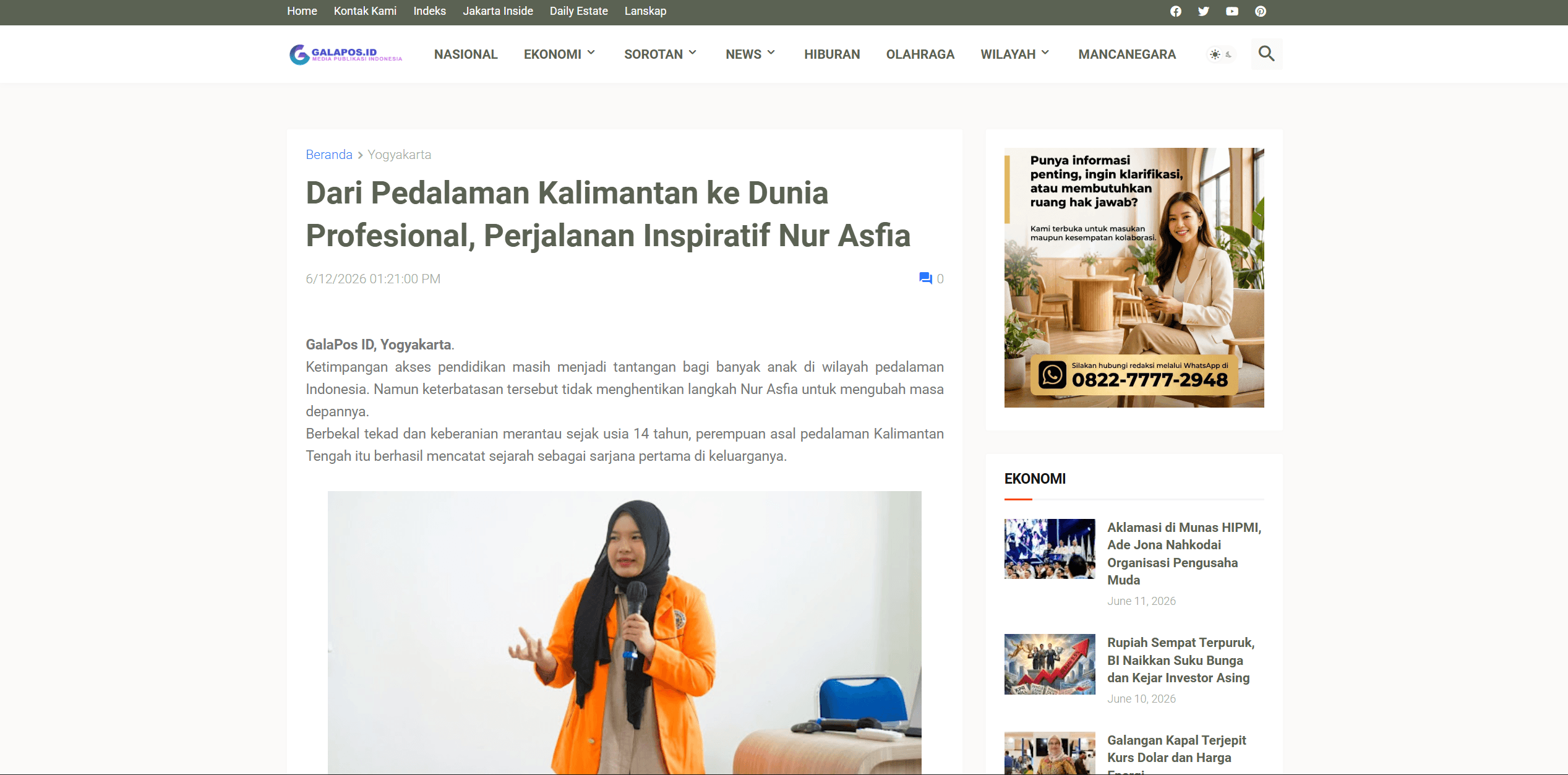 Dari Pedalaman Kalimantan ke Dunia Profesional, Perjalanan Inspiratif Nur Asfia